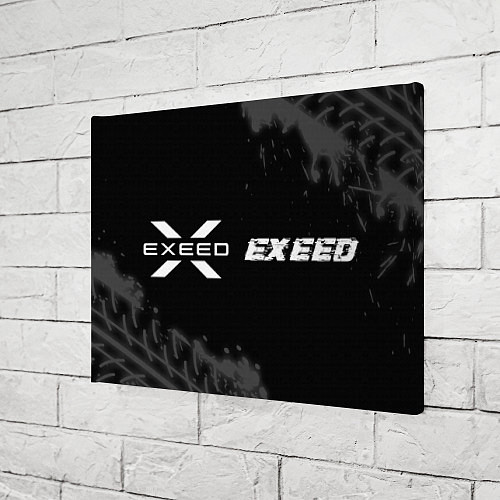 Картина прямоугольная Exeed speed на темном фоне со следами шин: надпись / 3D-принт – фото 3