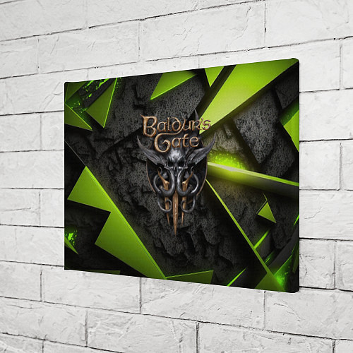 Картина прямоугольная Baldurs Gate 3 logo green abstract / 3D-принт – фото 3