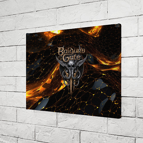Картина прямоугольная Baldurs Gate 3 logo gold and black / 3D-принт – фото 3