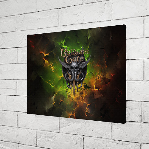 Картина прямоугольная Baldurs Gate 3 logo dark green fire / 3D-принт – фото 3