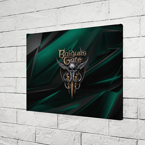 Картина прямоугольная Baldurs Gate 3 logo green geometry / 3D-принт – фото 3