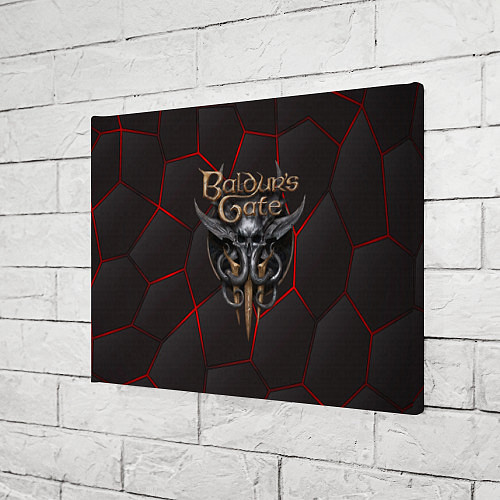 Картина прямоугольная Baldurs Gate 3 logo red black geometry / 3D-принт – фото 3