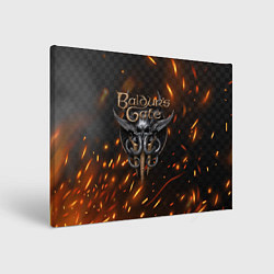Холст прямоугольный Baldurs Gate 3 logo fire, цвет: 3D-принт