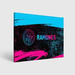 Холст прямоугольный Ramones - neon gradient: надпись и символ, цвет: 3D-принт