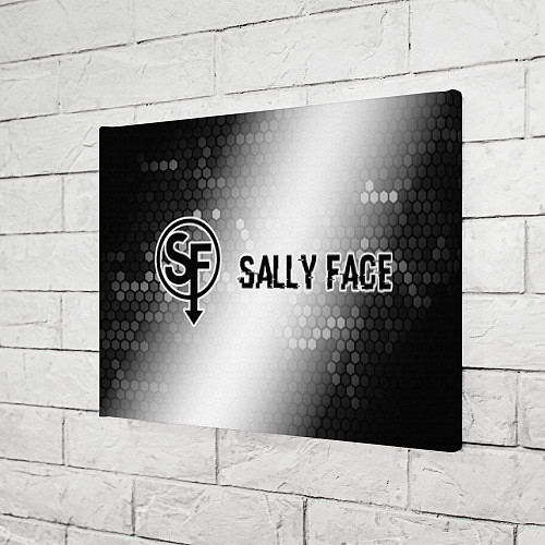 Картина прямоугольная Sally Face glitch на светлом фоне: надпись и симво / 3D-принт – фото 3