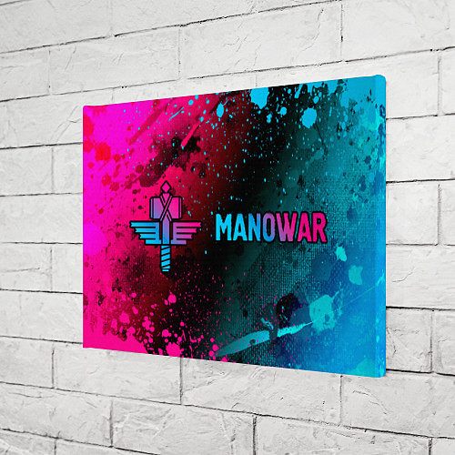 Картина прямоугольная Manowar - neon gradient: надпись и символ / 3D-принт – фото 3