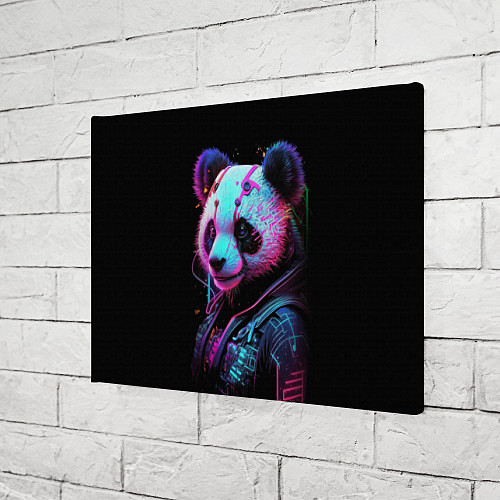 Картина прямоугольная Панда в красках киберпанк / 3D-принт – фото 3