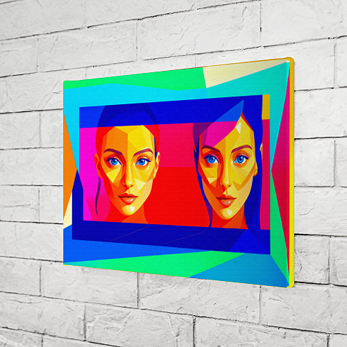 Картина прямоугольная Две голубоглазые девушки в прямоугольной рамке / 3D-принт – фото 3