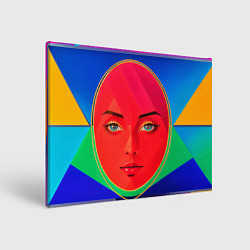 Холст прямоугольный Девушка красноликая овал в прямоугольнике, цвет: 3D-принт