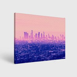 Холст прямоугольный Город в розовом и фиолетовом цветах, цвет: 3D-принт