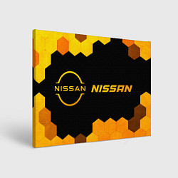 Холст прямоугольный Nissan - gold gradient: надпись и символ, цвет: 3D-принт