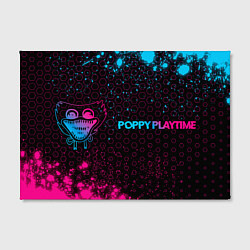 Холст прямоугольный Poppy Playtime - neon gradient: надпись и символ, цвет: 3D-принт — фото 2