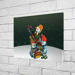 Холст прямоугольный Новогодний квартет со снеговиками, цвет: 3D-принт — фото 2