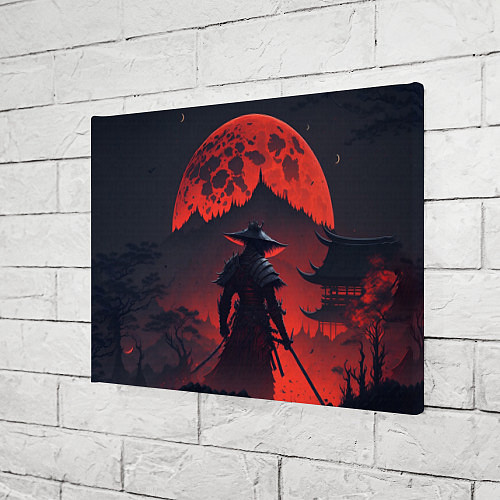 Картина прямоугольная Samurai and red moon - нейросеть / 3D-принт – фото 3