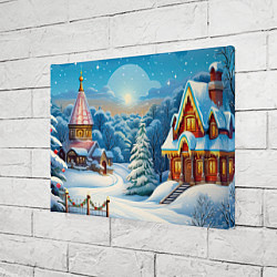 Холст прямоугольный Зимний домик и елка, цвет: 3D-принт — фото 2