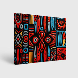 Холст прямоугольный Красно-синий узор в африканском стиле, цвет: 3D-принт