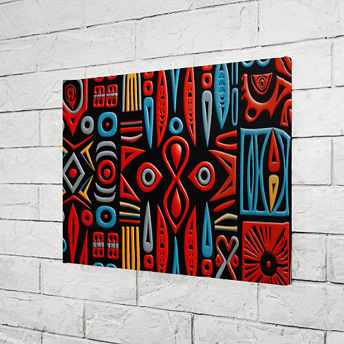 Картина прямоугольная Красно-синий узор в африканском стиле / 3D-принт – фото 3