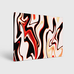 Холст прямоугольный Абстракция разлитые краски бежевый красный и чёрны, цвет: 3D-принт