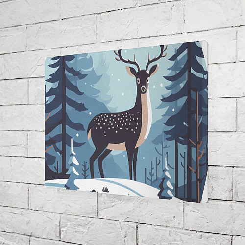 Картина прямоугольная Зимняя сказка олень в лесу / 3D-принт – фото 3