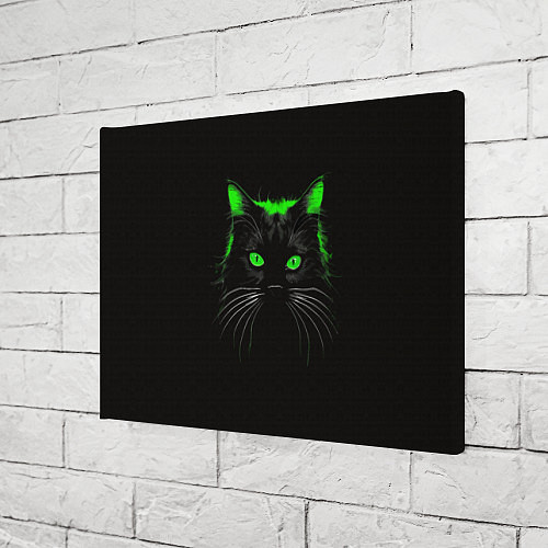 Картина прямоугольная Черный кот в зеленом свечении / 3D-принт – фото 3