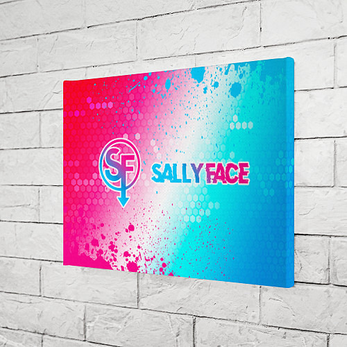 Картина прямоугольная Sally Face neon gradient style по-горизонтали / 3D-принт – фото 3