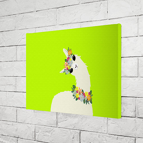 Картина прямоугольная Летняя лама - альпака в венке / 3D-принт – фото 3