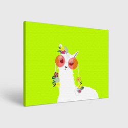 Холст прямоугольный Лама - альпака в розовых очках, цвет: 3D-принт