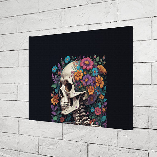 Картина прямоугольная Скелет среди цветов / 3D-принт – фото 3
