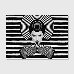 Холст прямоугольный Черно белый портрет девушки на полосатом, цвет: 3D-принт — фото 2