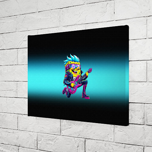 Картина прямоугольная Sponge Bob - rock guitarist - ai art / 3D-принт – фото 3