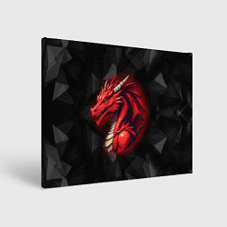 Холст прямоугольный Красный дракон на полигональном черном фоне, цвет: 3D-принт