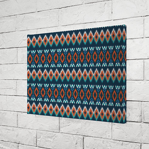 Картина прямоугольная Орнамент икат синий оранжевый / 3D-принт – фото 3