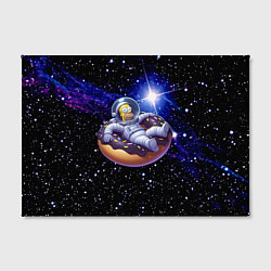 Холст прямоугольный Космонавт Гомер Симпсон на пончике - нейросеть, цвет: 3D-принт — фото 2
