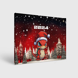 Холст прямоугольный Символ нового 2024 года маленький дракоша, цвет: 3D-принт