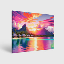 Холст прямоугольный Закат на острове Бора Бора, цвет: 3D-принт