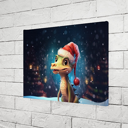 Картина прямоугольная Дракон в новогодней шапочке / 3D-принт – фото 3