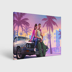 Холст прямоугольный Jason & Lucia - GTA 6 official art, цвет: 3D-принт