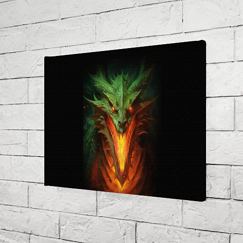 Картина прямоугольная Зеленый огнедышащий дракон / 3D-принт – фото 3