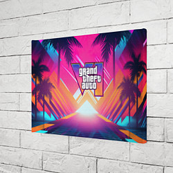 Холст прямоугольный GTA6 hot summer Vaporwave, цвет: 3D-принт — фото 2