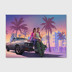 Холст прямоугольный GTA 6 Люсия и Джейсен, цвет: 3D-принт — фото 2