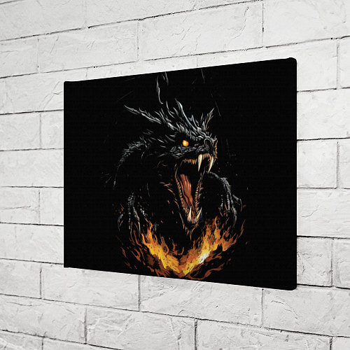 Картина прямоугольная Черный дракон в огне / 3D-принт – фото 3