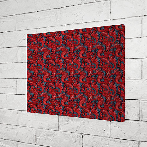 Картина прямоугольная Красные драконы паттерн / 3D-принт – фото 3