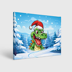 Холст прямоугольный Веселый дракон на фоне зимы, цвет: 3D-принт