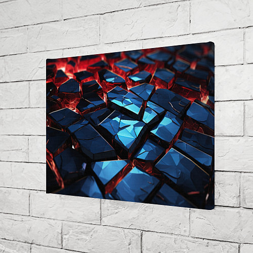 Картина прямоугольная Синие абстрактные плиты и красное свечение / 3D-принт – фото 3