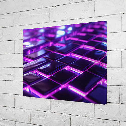 Картина прямоугольная Фиолетовая неоновая плитка / 3D-принт – фото 3