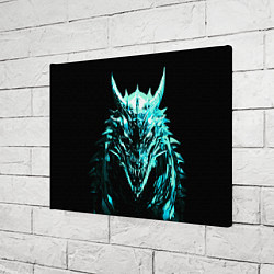 Холст прямоугольный Стальной голубой кибер-дракон, цвет: 3D-принт — фото 2
