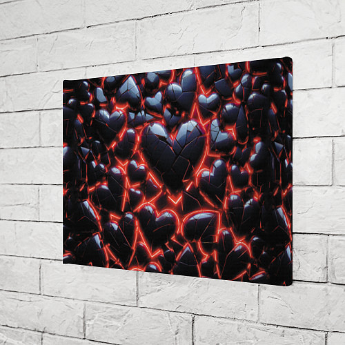 Картина прямоугольная Разбитые сердца и красный неон / 3D-принт – фото 3