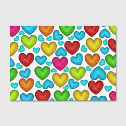 Холст прямоугольный Сердца нарисованные цветными карандашами, цвет: 3D-принт — фото 2