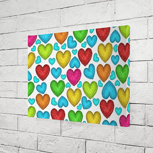 Картина прямоугольная Сердца нарисованные цветными карандашами / 3D-принт – фото 3