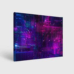 Холст прямоугольный Неоновые огни квадратов, цвет: 3D-принт